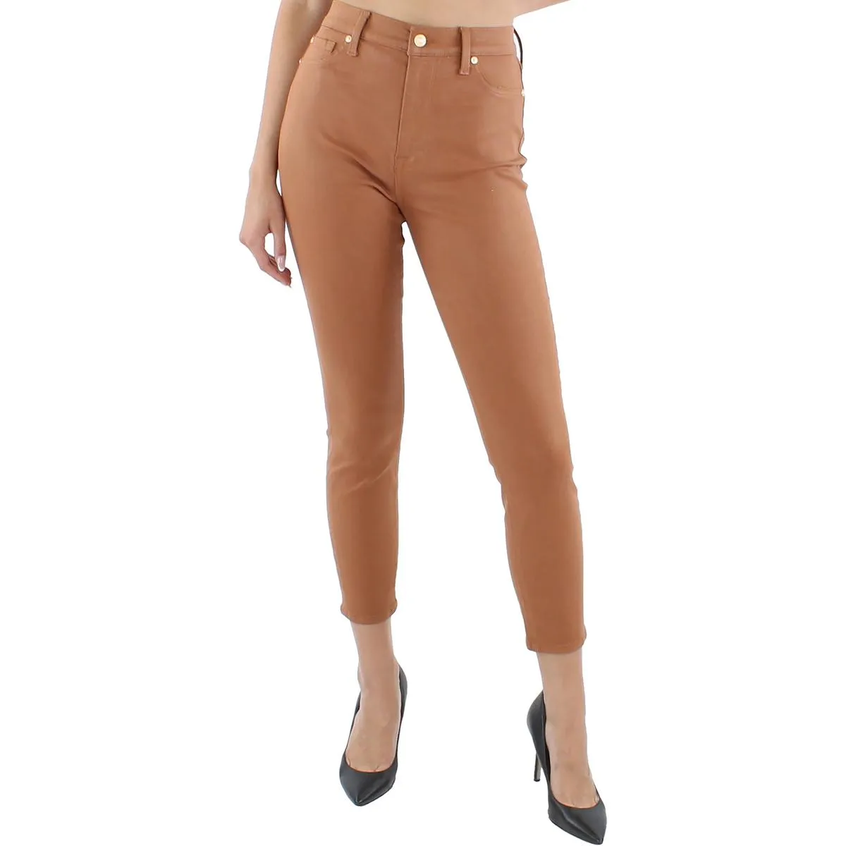 7 For All Mankind Womens Coated Ankle Skinny Jeans