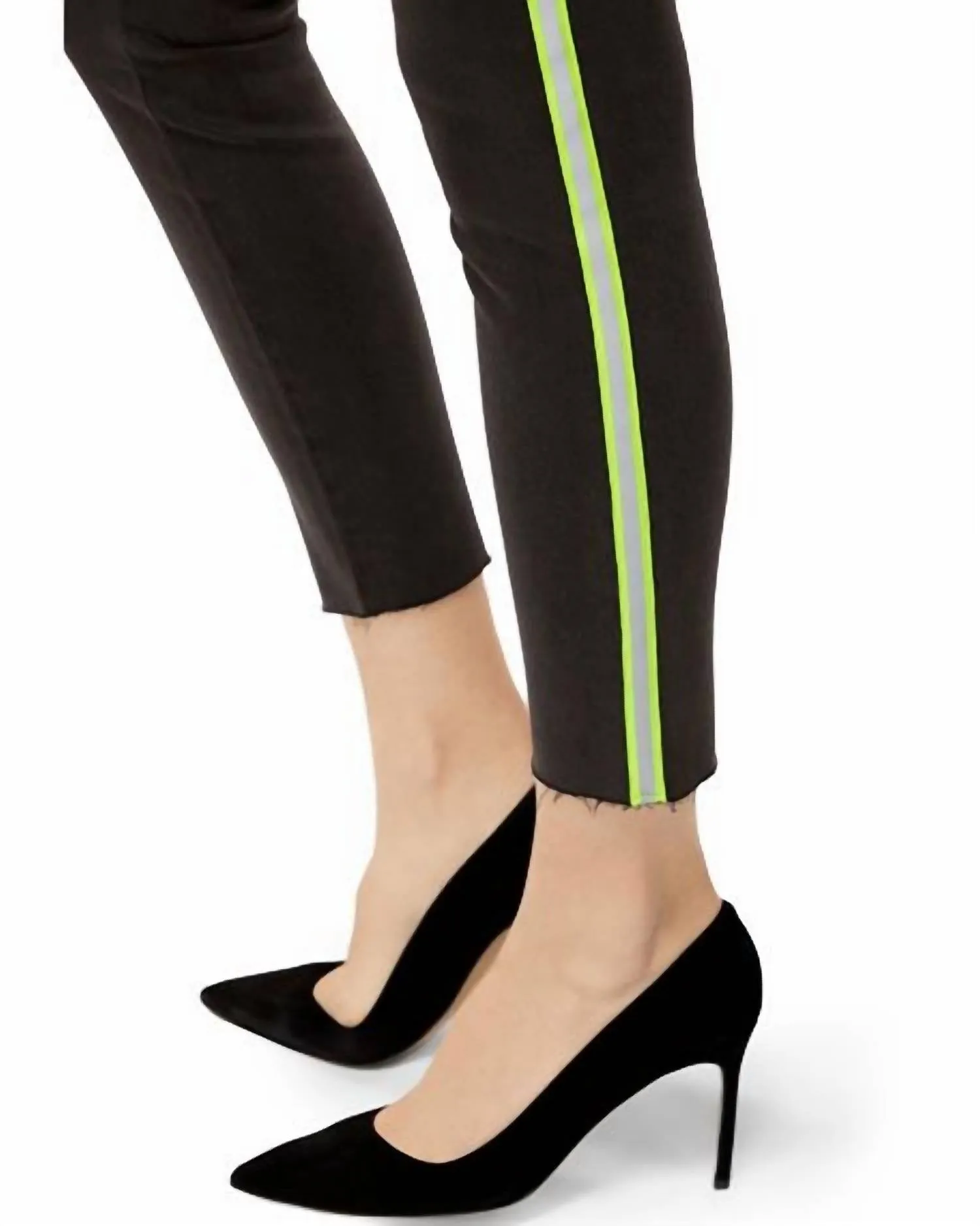 835 Epitome Neon Side Stripe Crop Skinny Leg Jeans In Gray