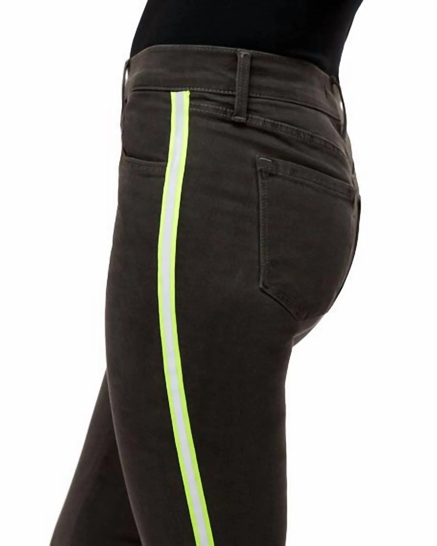 835 Epitome Neon Side Stripe Crop Skinny Leg Jeans In Gray