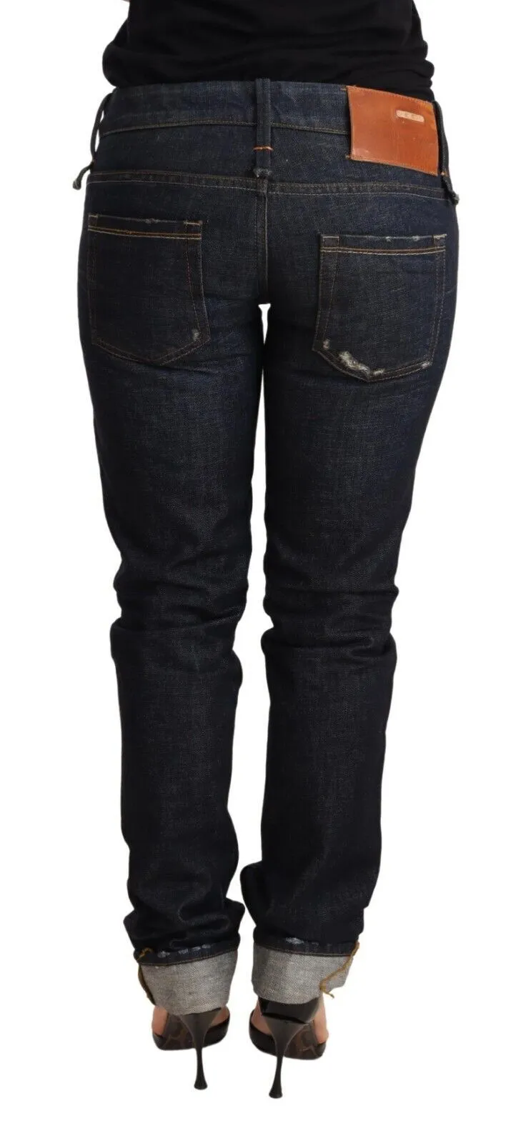 Acht   Cotton Slim Fit Folded Hem Women  Trouser Women's Jeans
