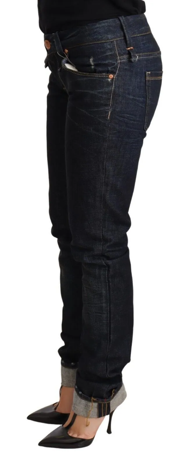 Acht   Cotton Slim Fit Folded Hem Women  Trouser Women's Jeans