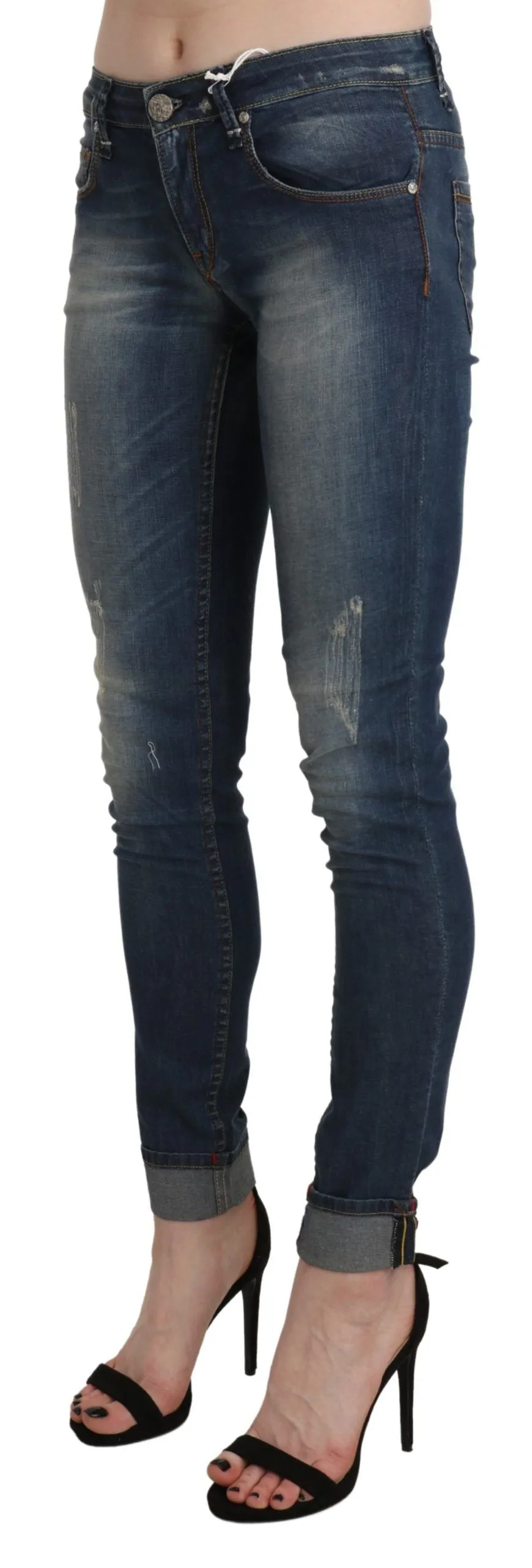 Acht  Washed Low Waist Skinny Cropped  Women's Trouser