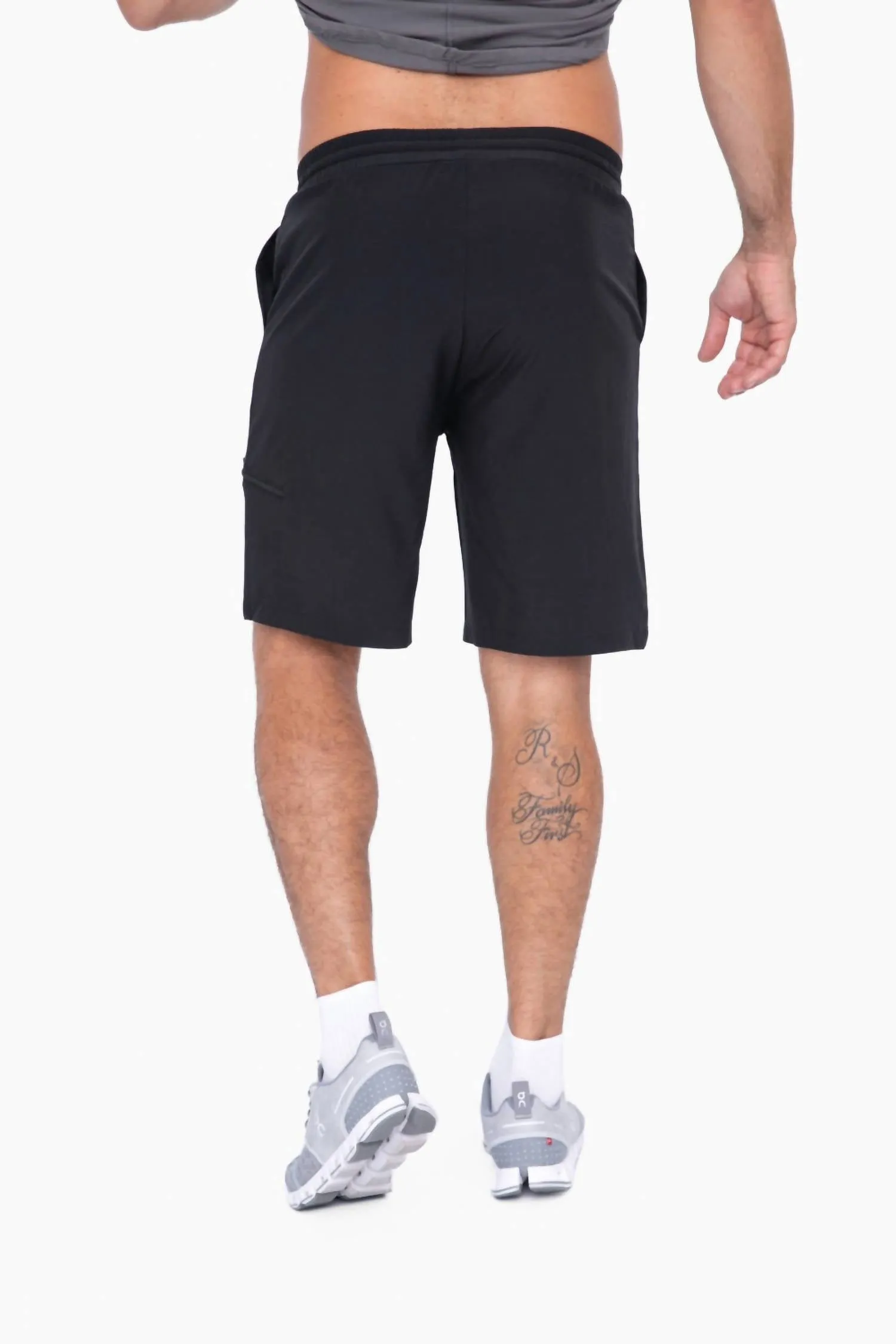 Active Drawstring Shorts With Zippered Pouch In Black
