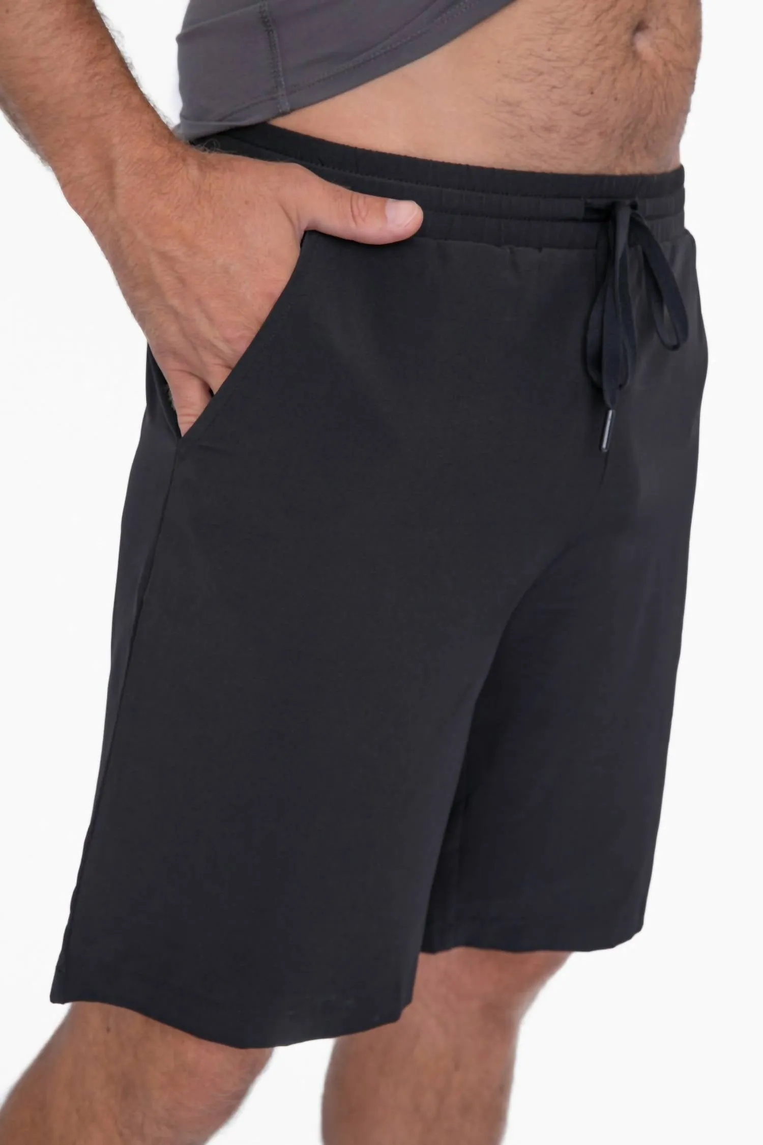 Active Drawstring Shorts With Zippered Pouch In Black