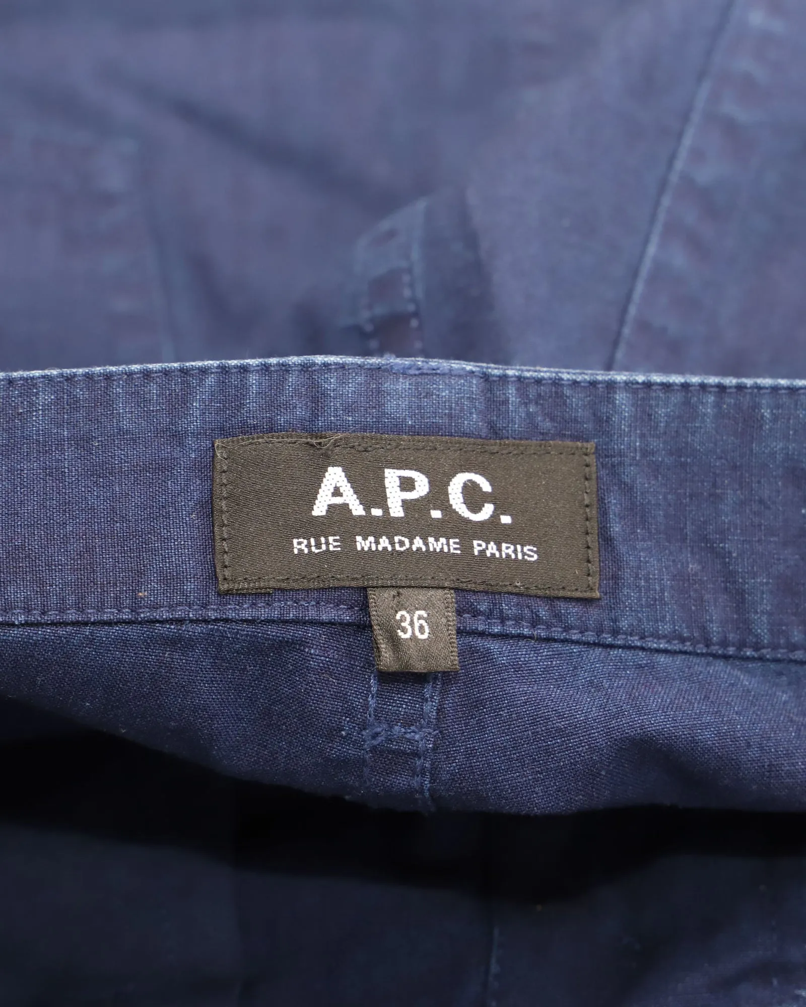 A.P.C. Buttoned Midi Skirt in Blue Cotton Denim