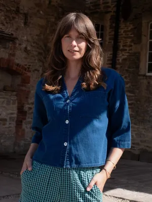 Ava Women's Cotton Blouse | Textured Denim