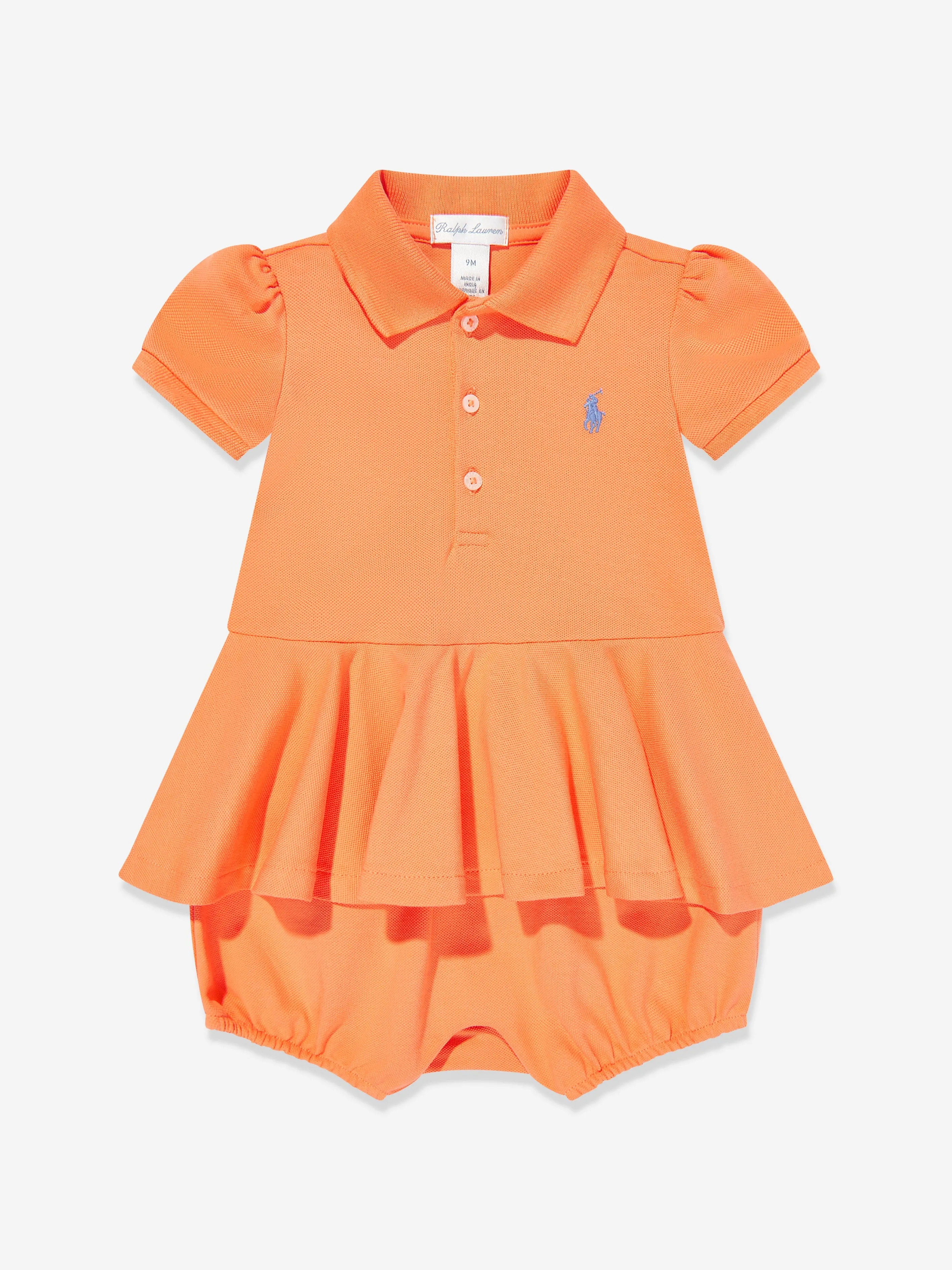 Baby Girls Peplum Romper in Orange