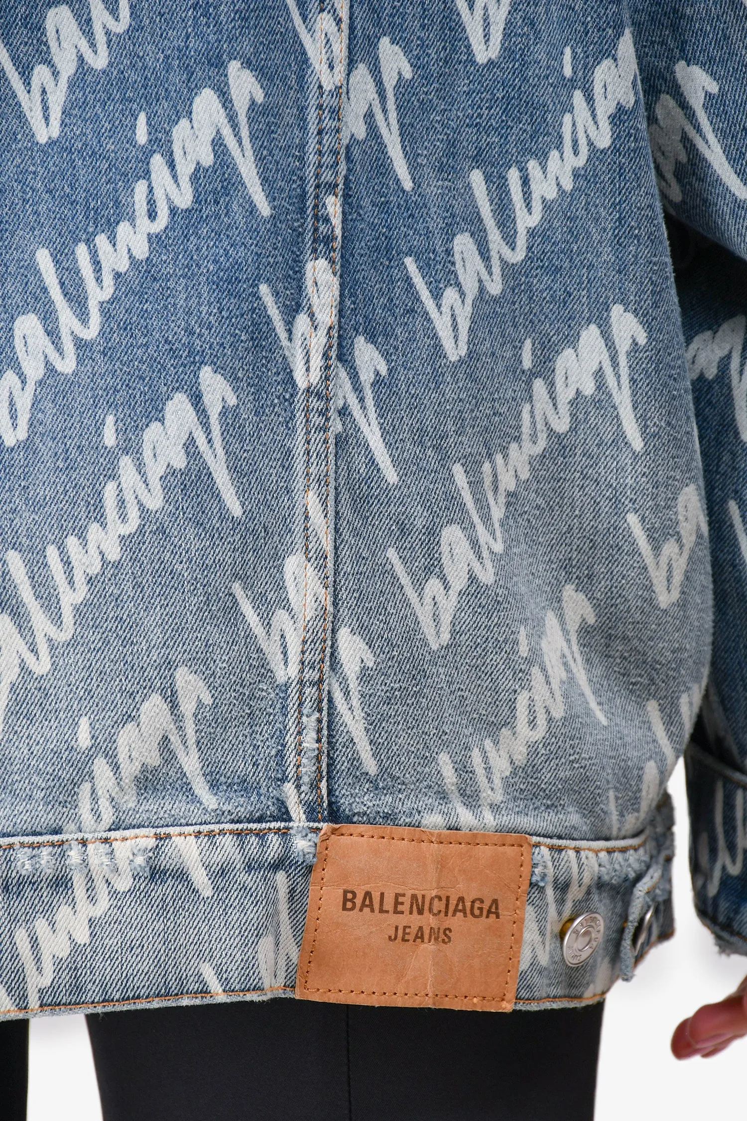 Balenciaga Blue Denim Logo All Over Jacket Size L Mens