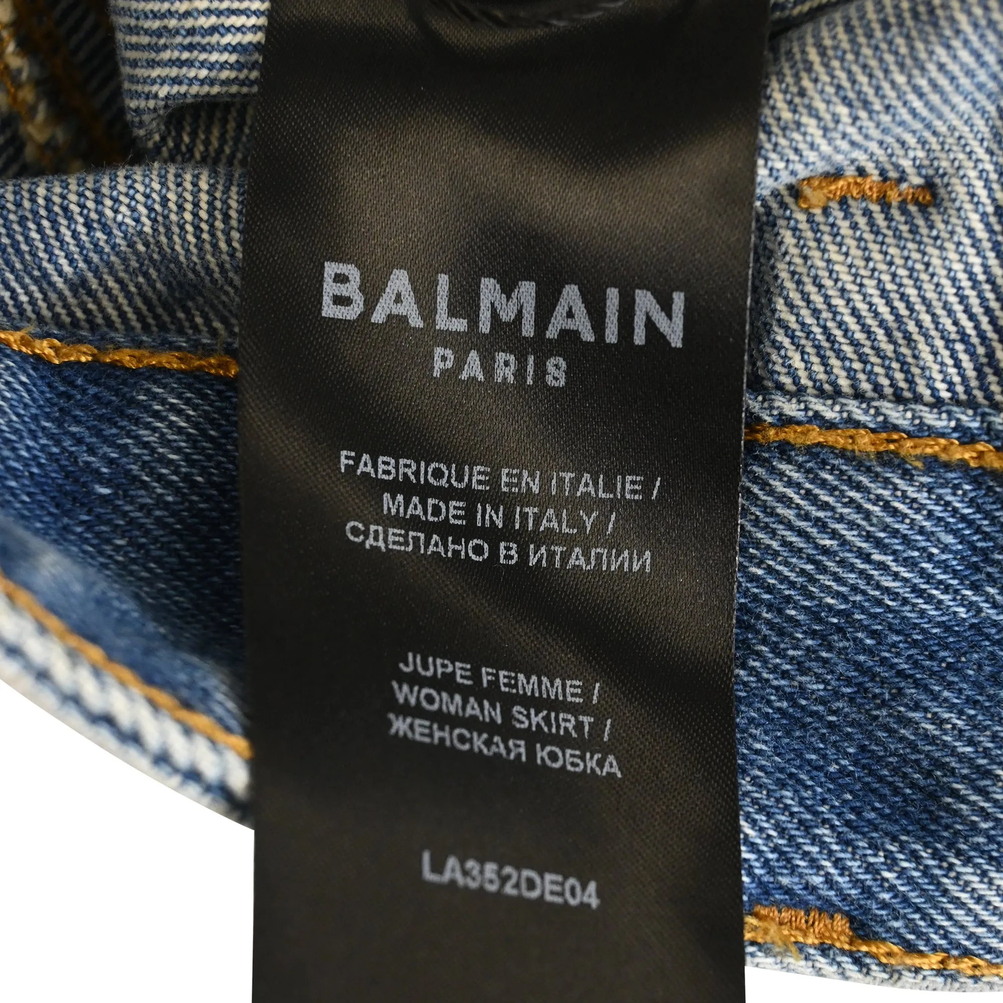 Balmain Mini Cargo Skirt in Blue Cotton Denim