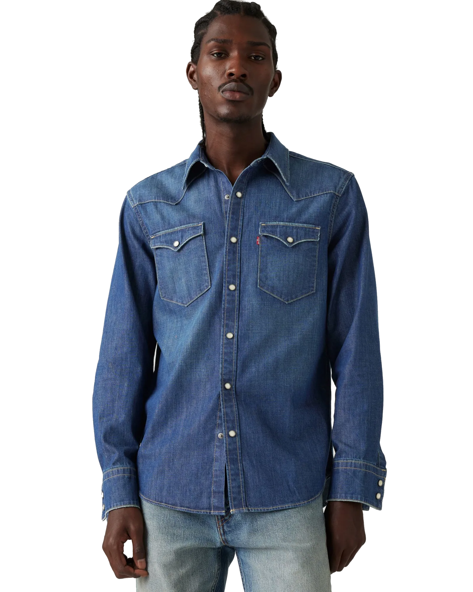 Barstow Standard Western Shirt in Riverside Dark Wash