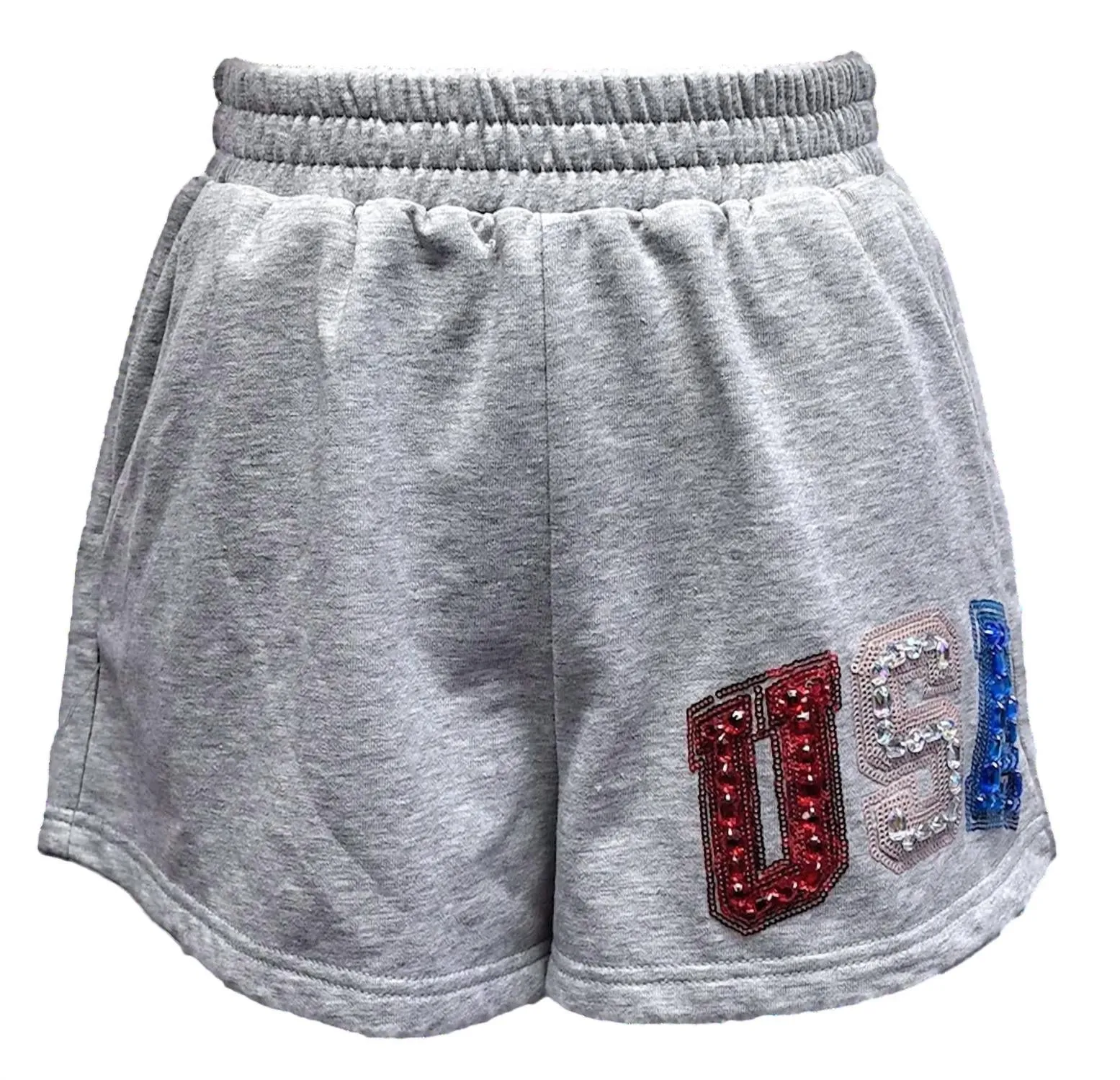 Beaded Usa Short In Grey