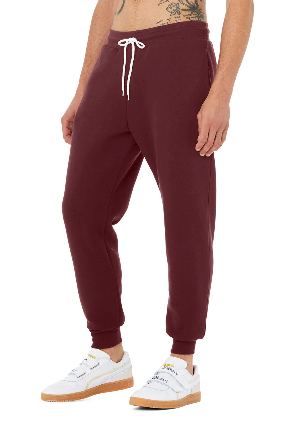Bella   Canvas Mens Jogger Sweatpants w/ Pockets - Maroon