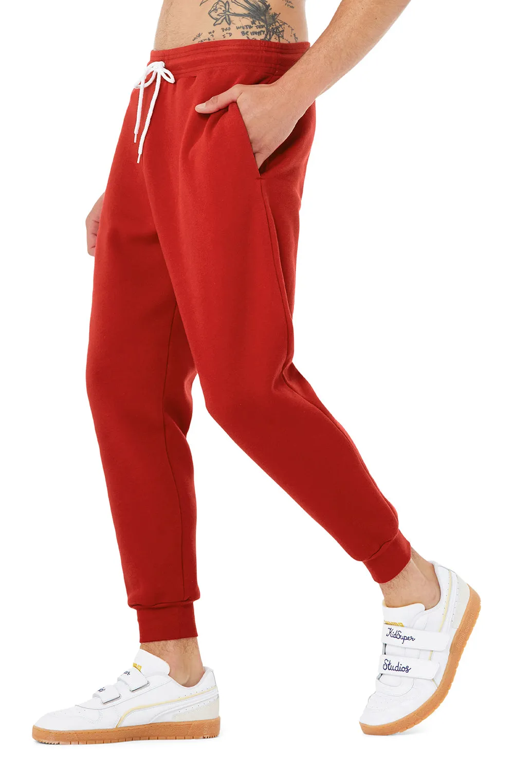 Bella   Canvas Mens Jogger Sweatpants w/ Pockets - Red