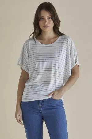 Betty Basics Maui Tee White Lurex Stripe