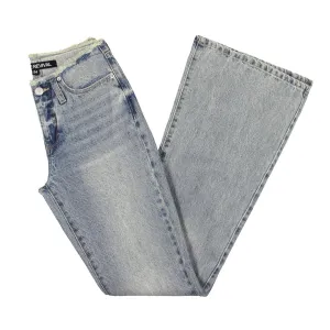 Blue Revival Womens Y2K Frayed Hem Denim Bootcut Jeans