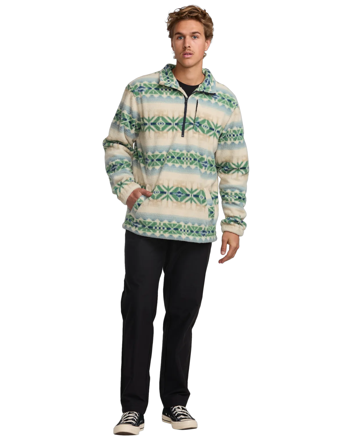 Boundary Mock 1/2 Zip Fleece Jacket in Chino