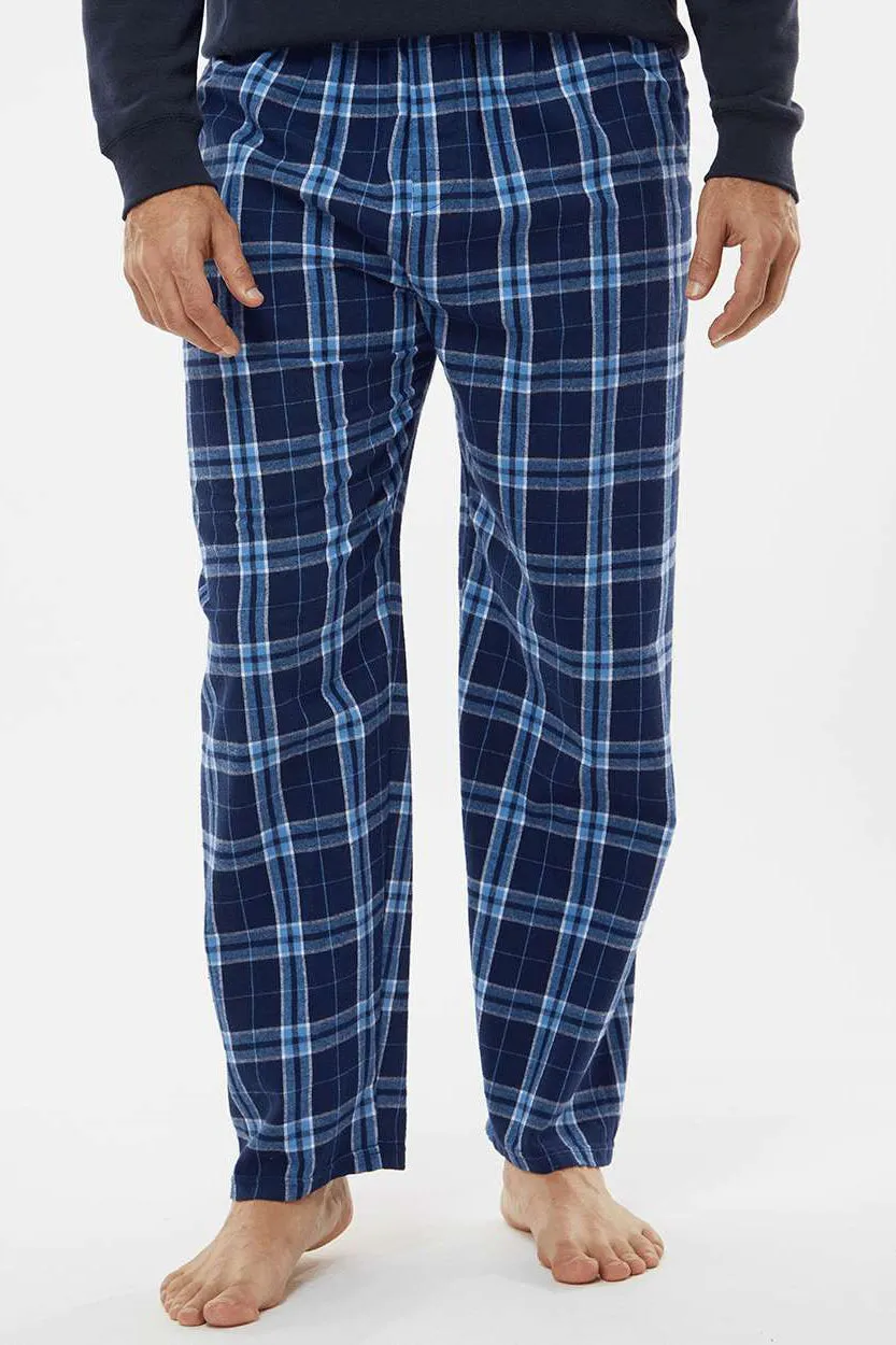 Boxercraft Mens Harley Flannel Pants w/ Pockets - Navy Blue/Columbia Blue