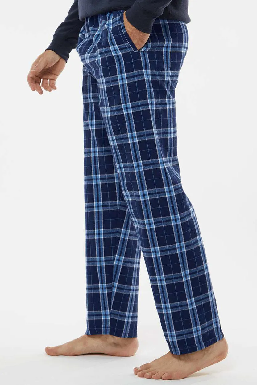 Boxercraft Mens Harley Flannel Pants w/ Pockets - Navy Blue/Columbia Blue