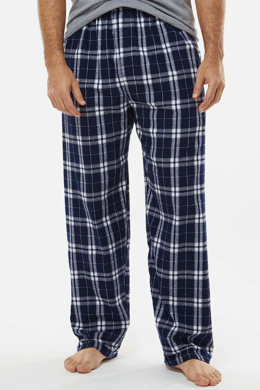 Boxercraft Mens Harley Flannel Pants w/ Pockets - Navy Blue/Silver Grey
