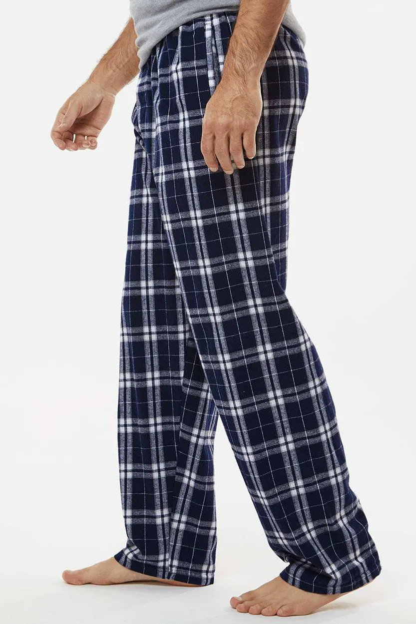 Boxercraft Mens Harley Flannel Pants w/ Pockets - Navy Blue/Silver Grey
