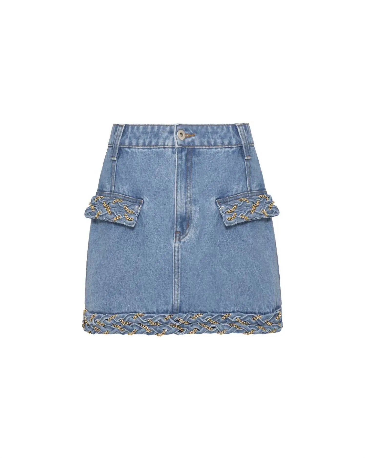 Braided Mini Skirt Denim