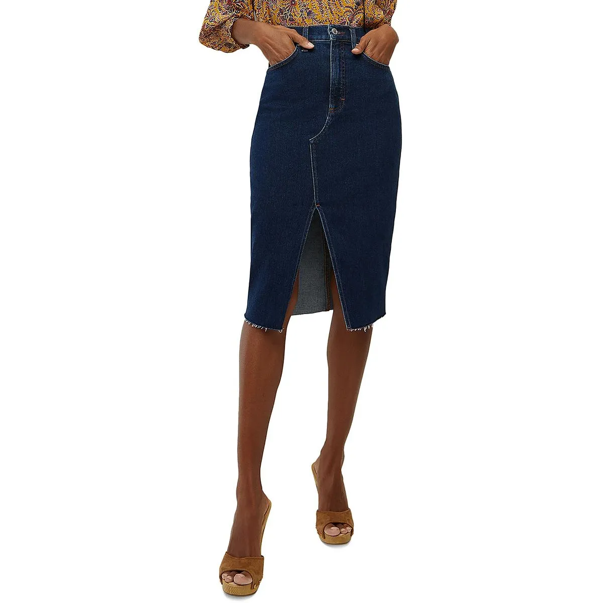 Breves Womens Denim Midi Skirt