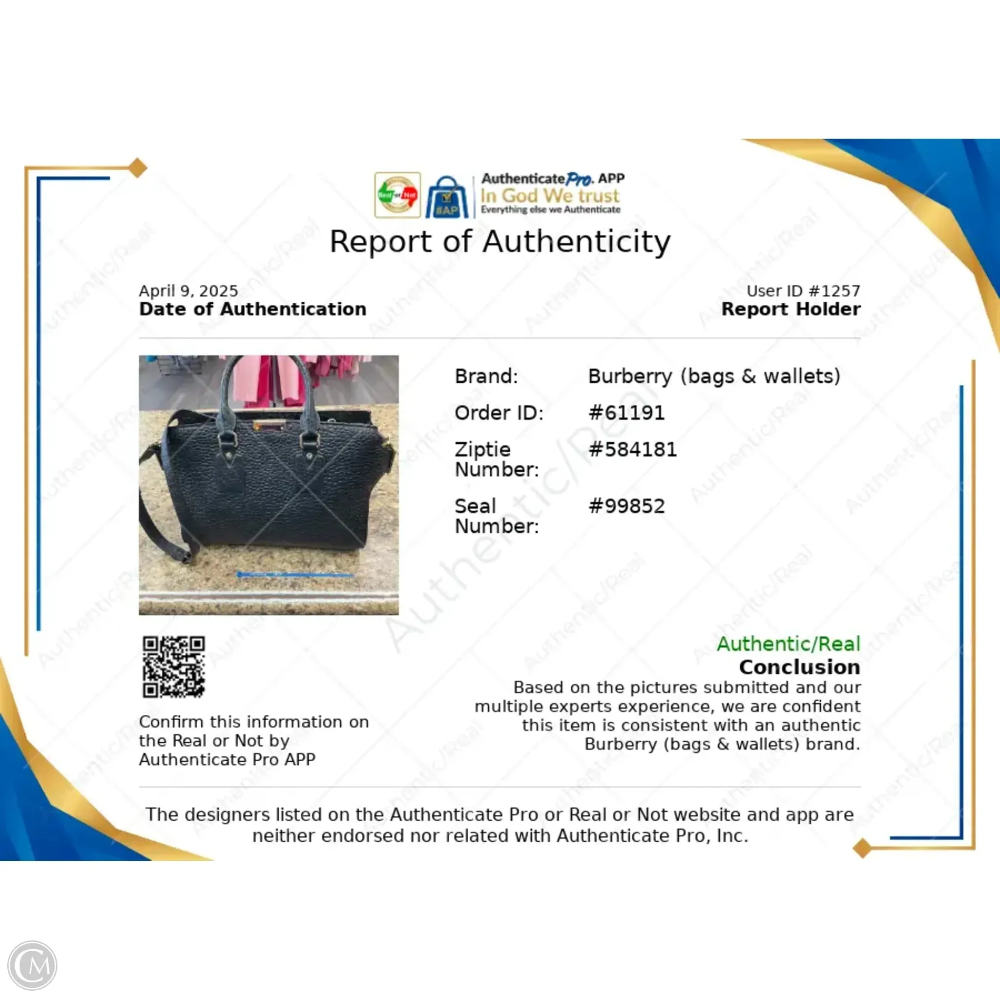 Burberry Handbags Handbag Luxury Designer By Burberry, Size: Medium