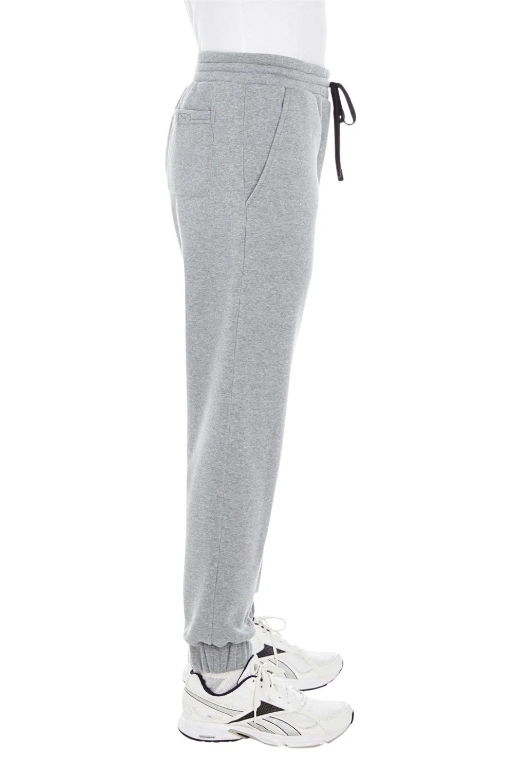 Burnside Mens Fleece Jogger Sweatpants w/ Pockets - Heather Grey