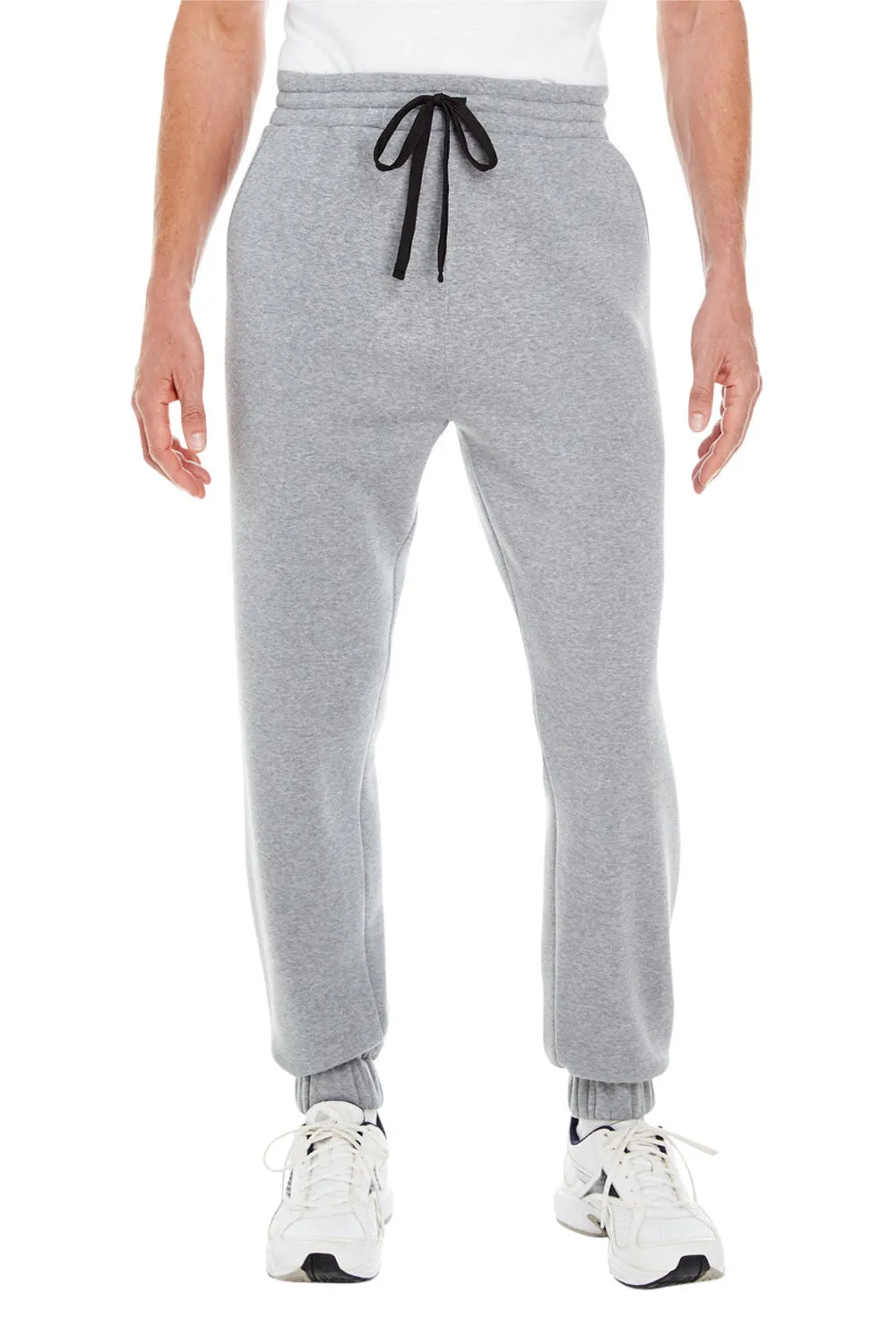 Burnside Mens Fleece Jogger Sweatpants w/ Pockets - Heather Grey