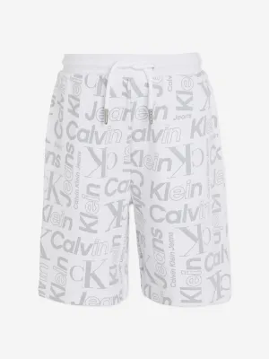 Calvin Klein Boys Institutional CK Logo Shorts in White