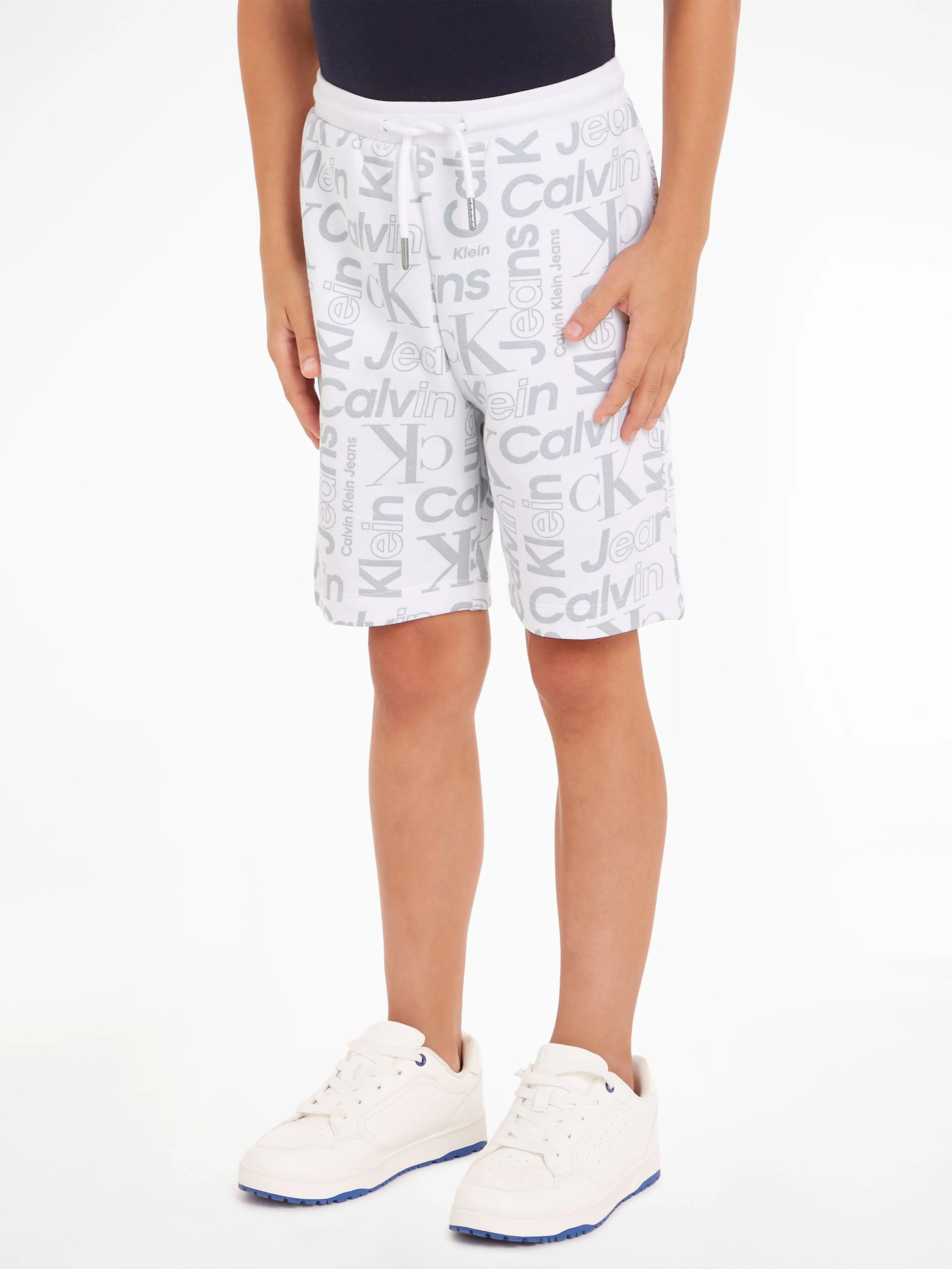 Calvin Klein Boys Institutional CK Logo Shorts in White