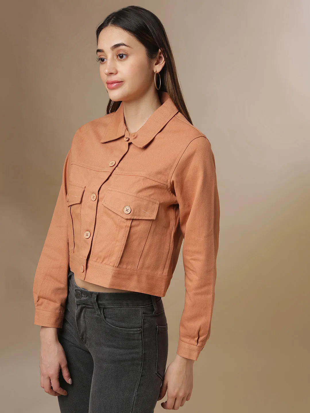 Campus Sutra Women Solid Stylish Casual Denim Jacket