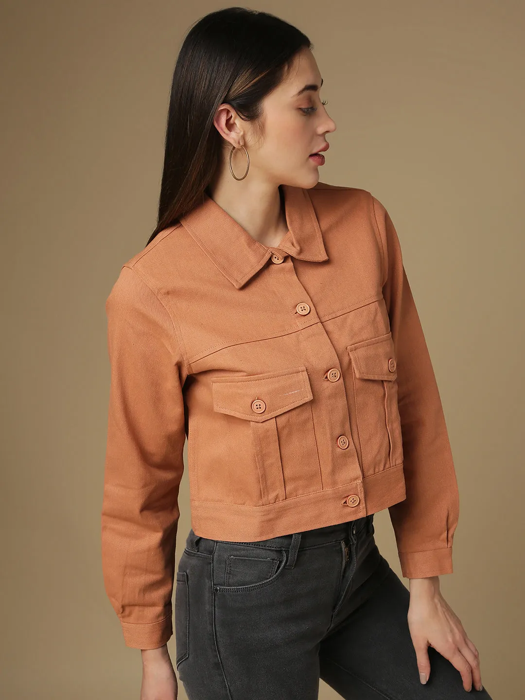 Campus Sutra Women Solid Stylish Casual Denim Jacket