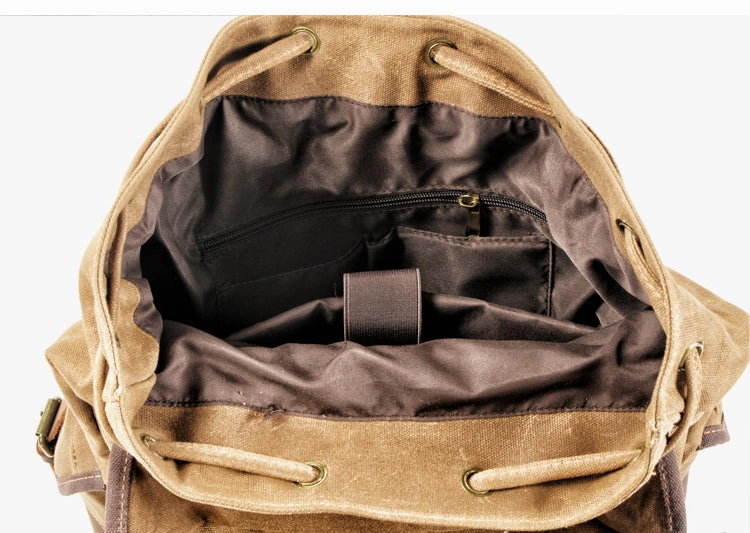 Canvas And Leather Backpack Hiking Backpack for Men Waxed Canvas Backpack With Laptop Compartment