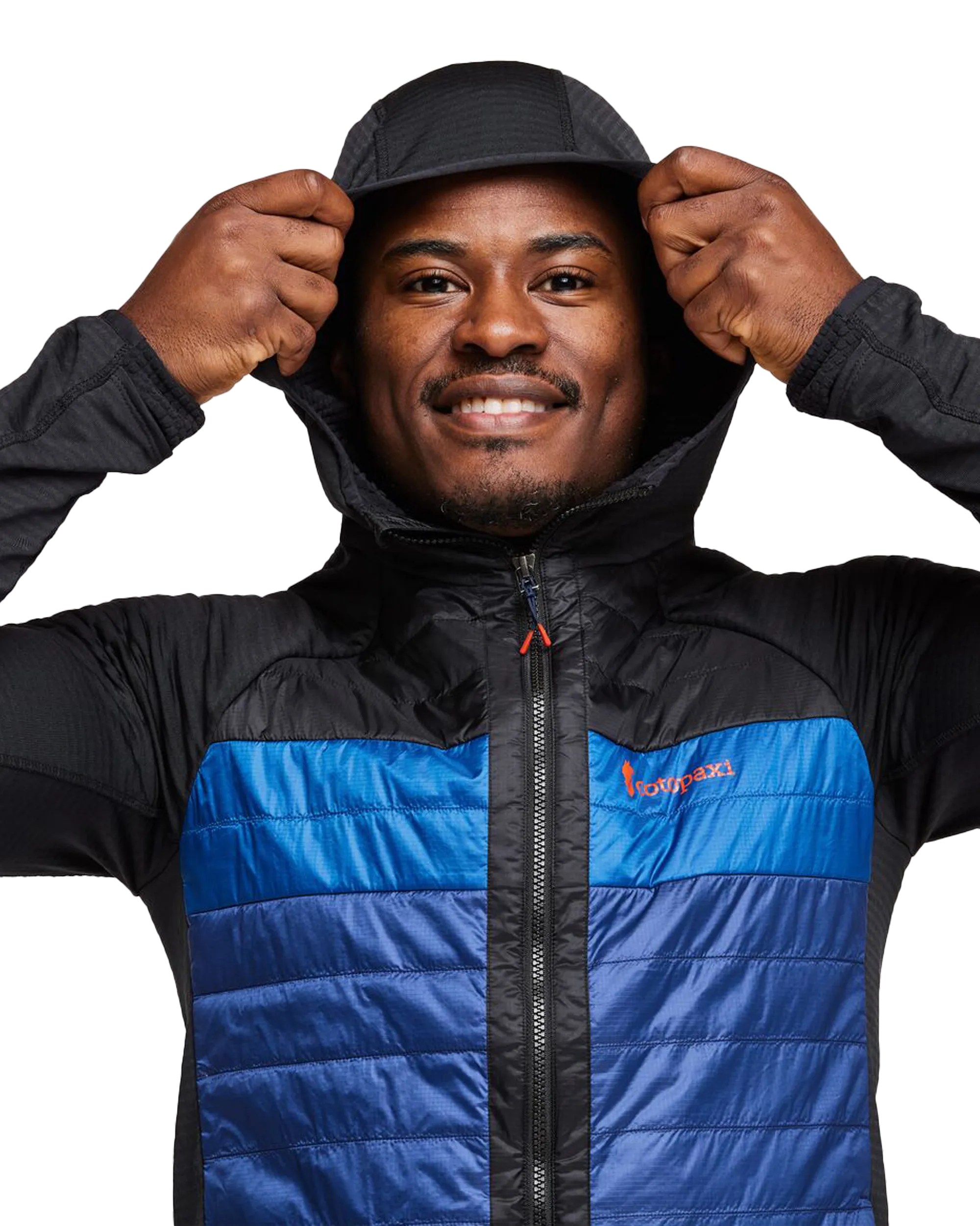 Capa Hybrid Insulated Hooded Jacket in Black & Maritime
