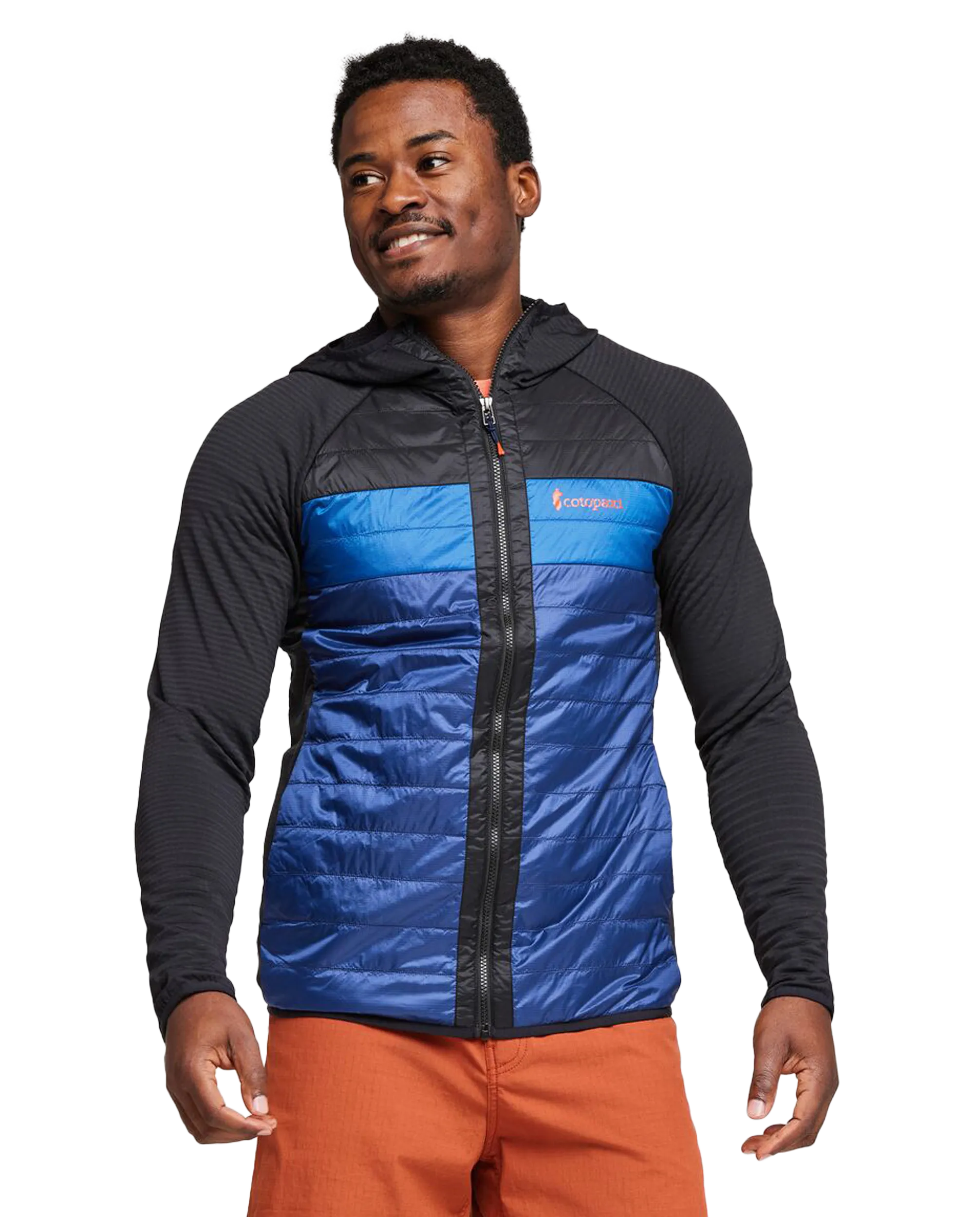 Capa Hybrid Insulated Hooded Jacket in Black & Maritime