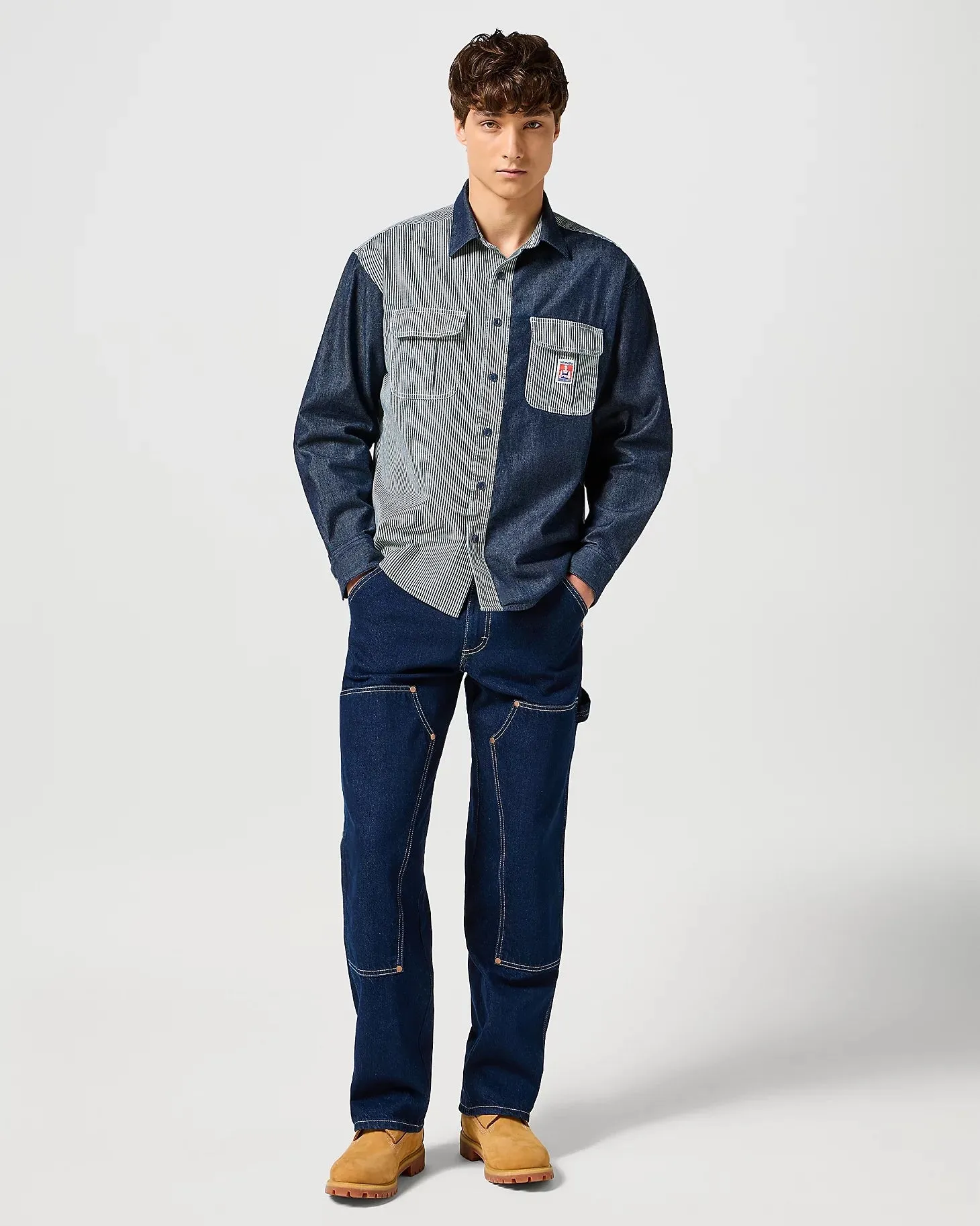 Casey Colourblock Shirt in Mixed Denim