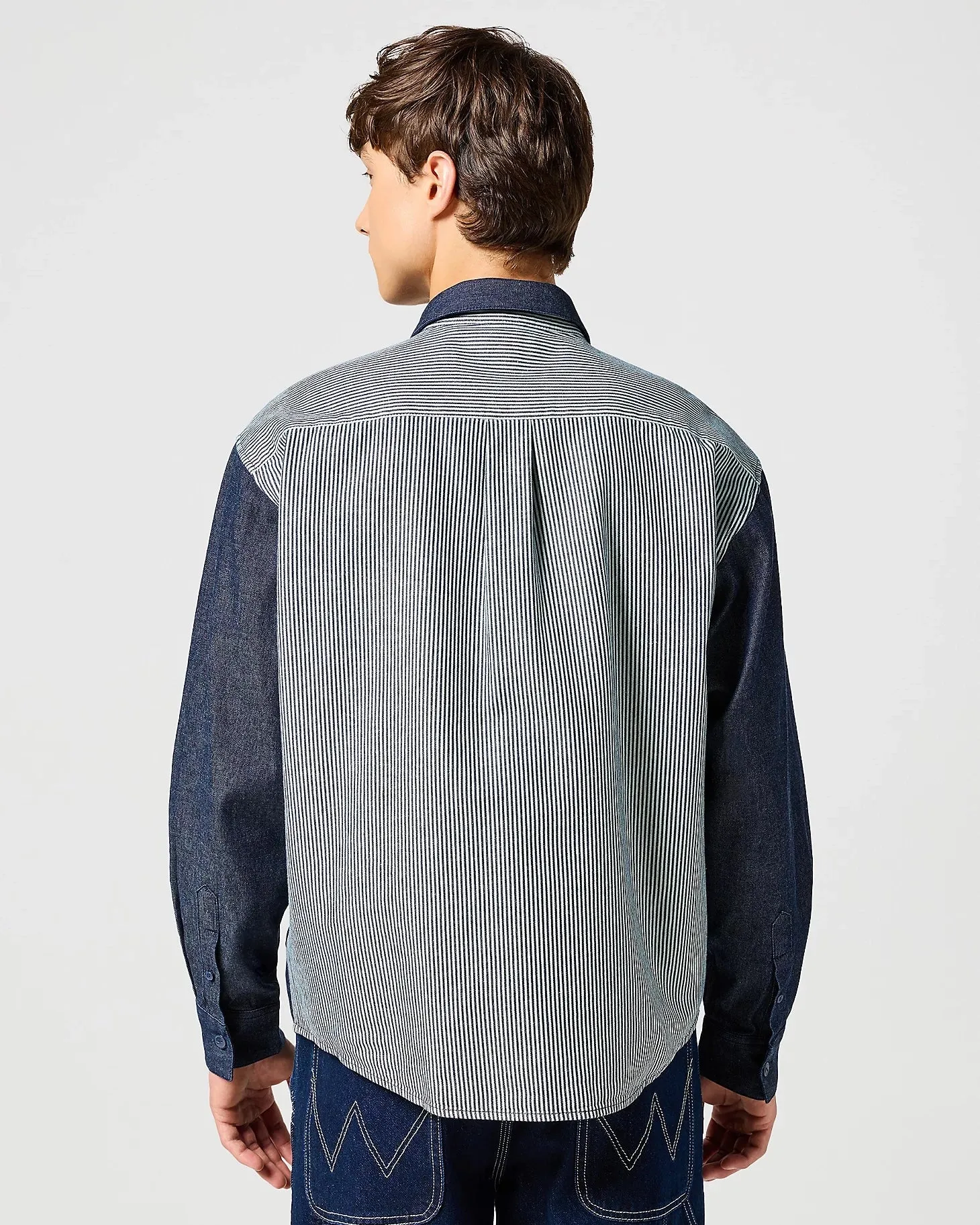 Casey Colourblock Shirt in Mixed Denim