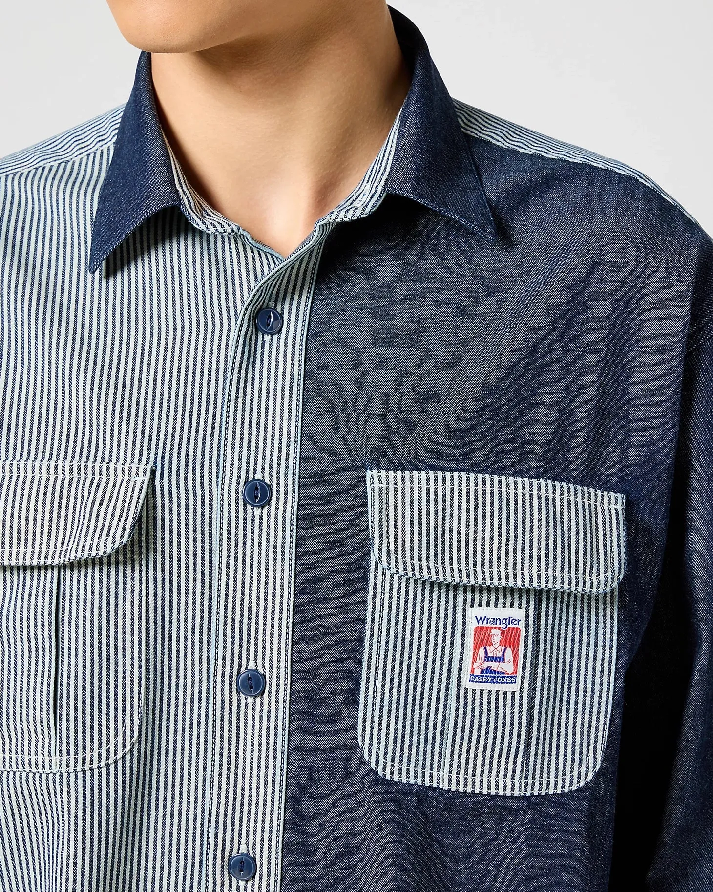 Casey Colourblock Shirt in Mixed Denim