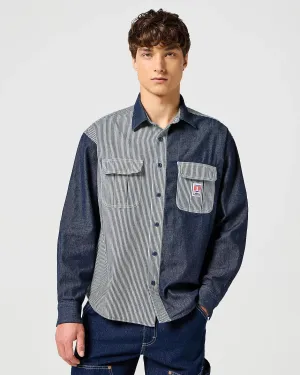 Casey Colourblock Shirt in Mixed Denim