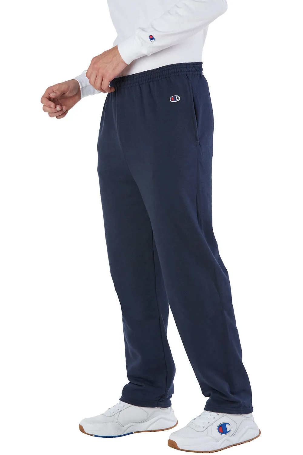 Champion Mens Open Bottom Fleece Sweatpants w/ Pockets - Navy Blue