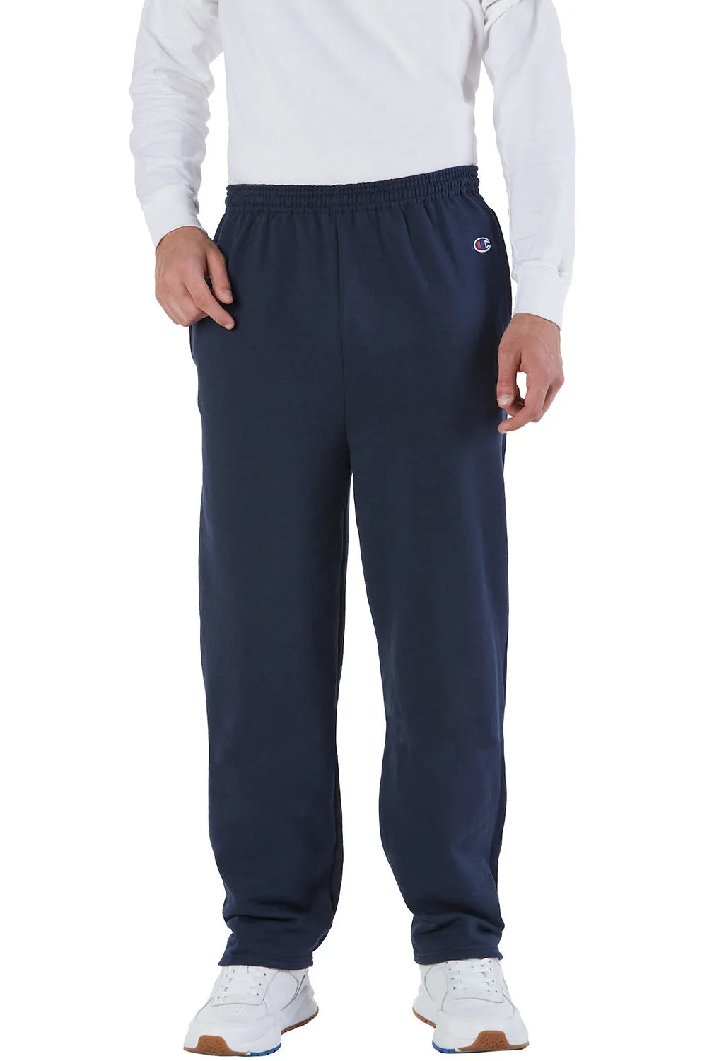 Champion Mens Open Bottom Fleece Sweatpants w/ Pockets - Navy Blue
