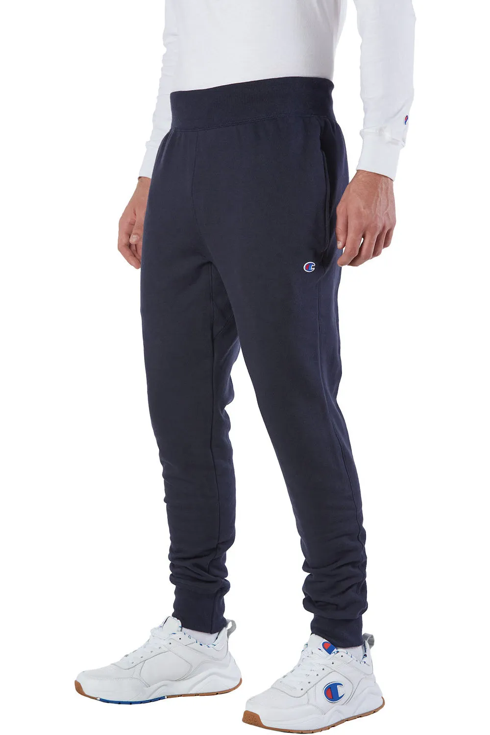 Champion Mens Reverse Weave Fleece Jogger Sweatpants w/ Pockets - Navy Blue