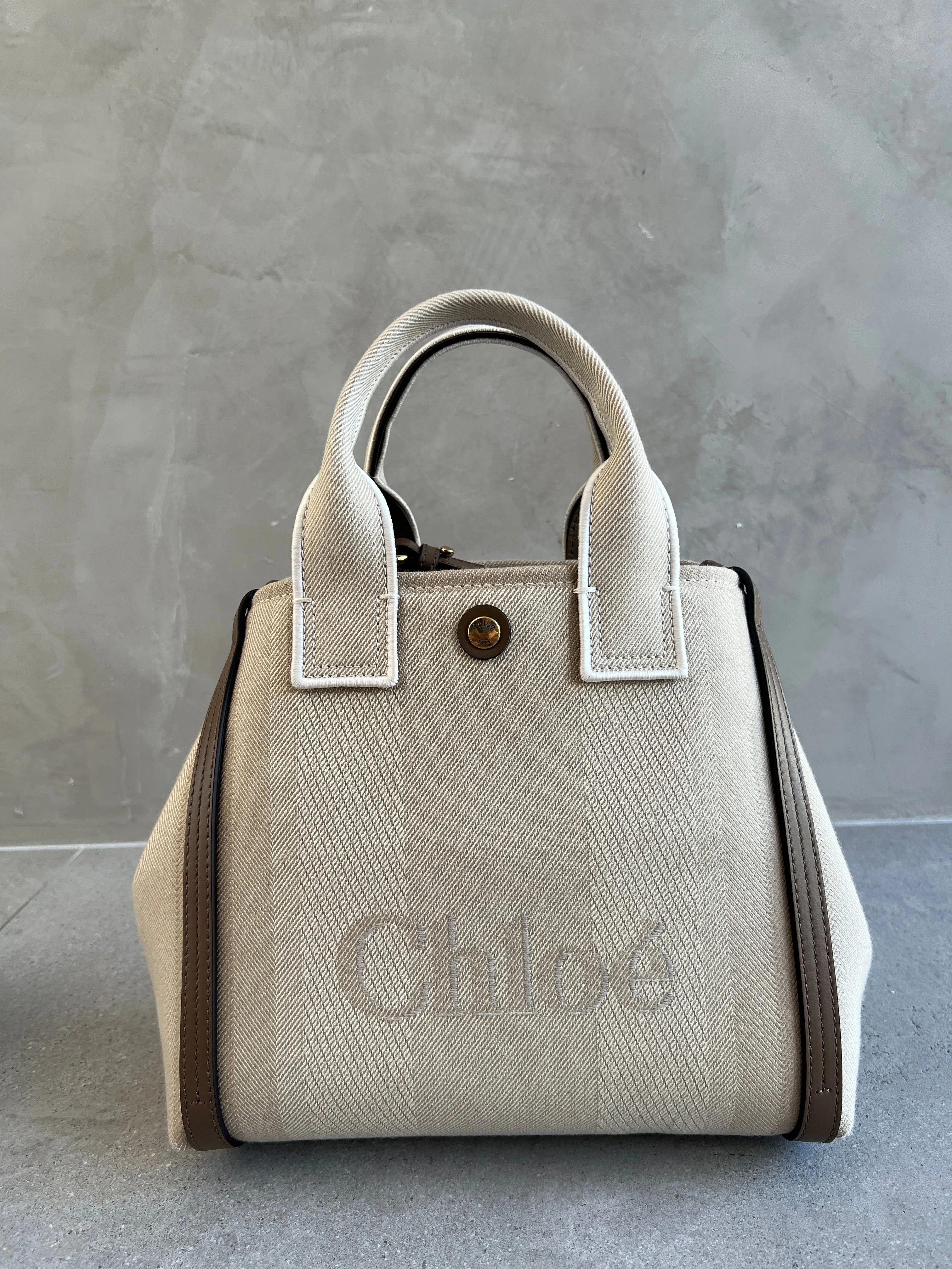 Chloé Bags Small Canvas Carry Tote, Vegetal Beige