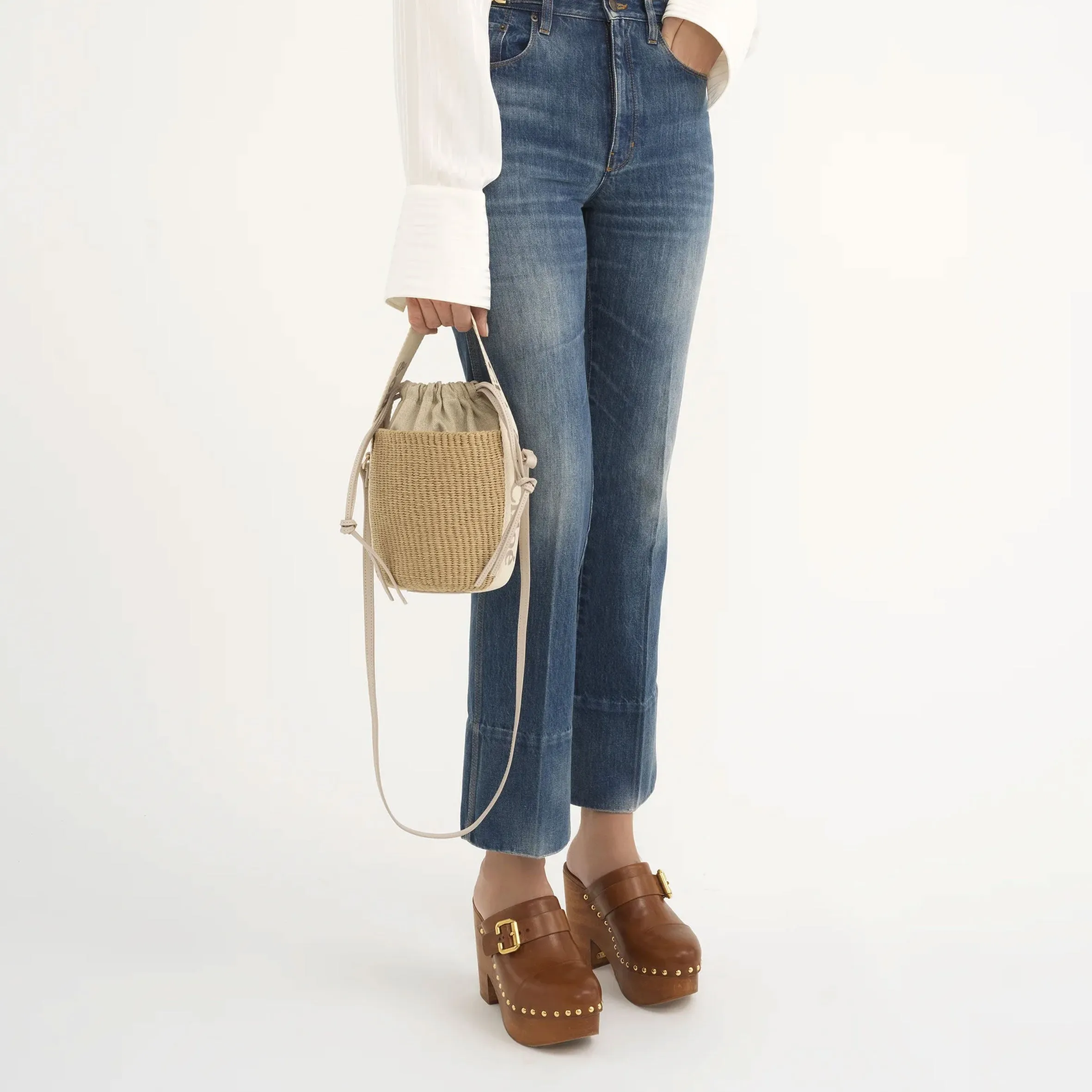 Chloé Bags Woody Small Basket, Wild Grey
