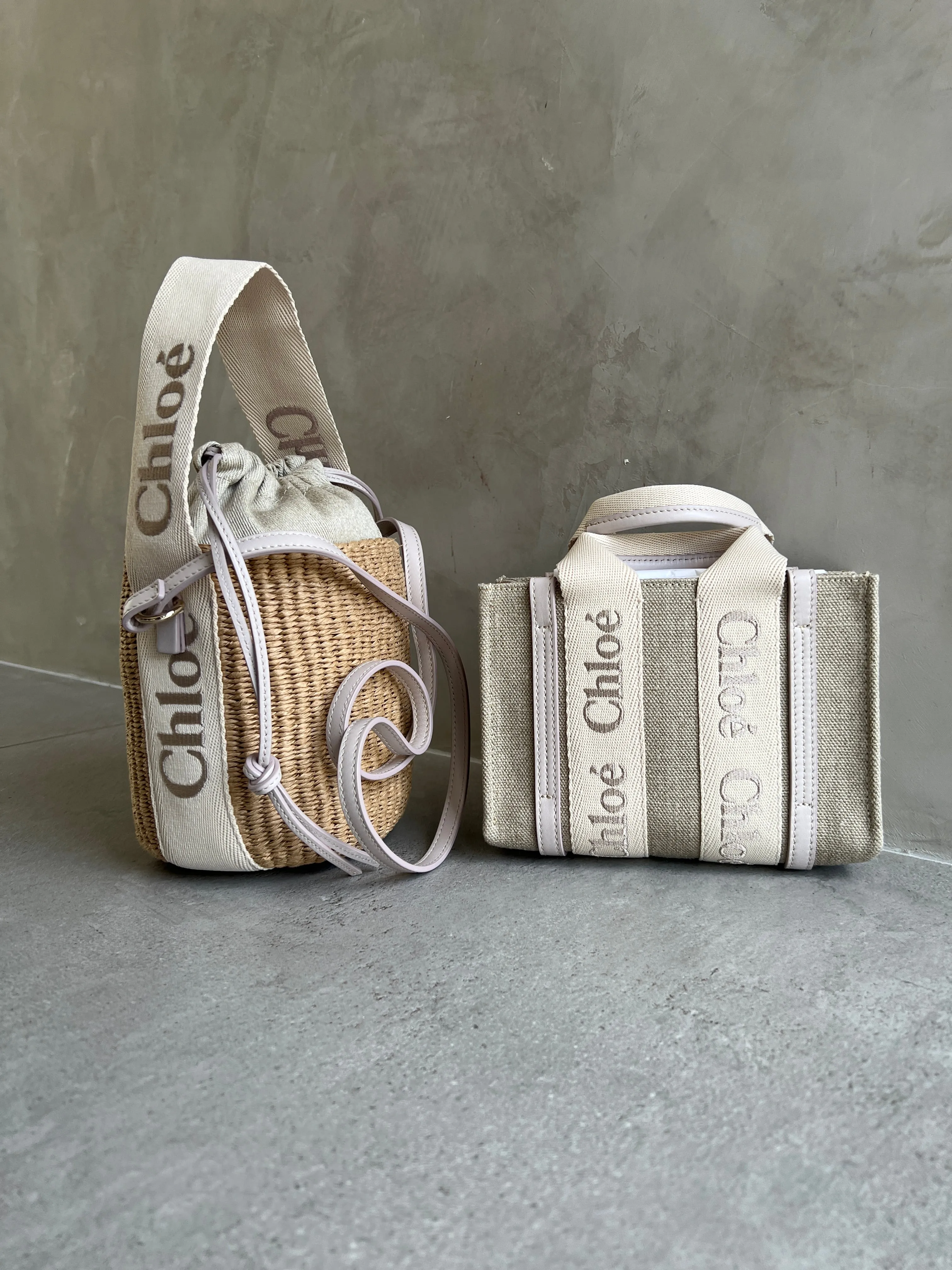 Chloé Bags Woody Small Basket, Wild Grey