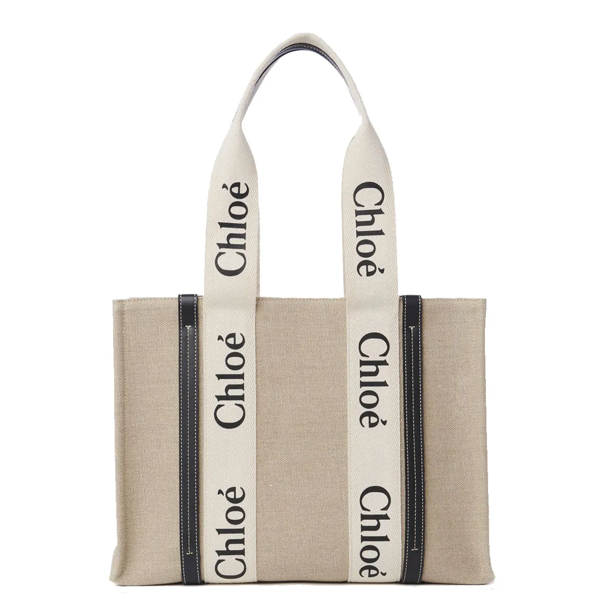 Chloé Bags Woody Tote Medium Linen, Full Blue