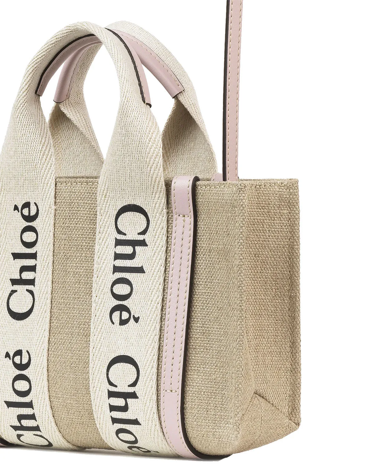 Chloé Bags Woody Tote Mini Strap Linen, Misty Lavender