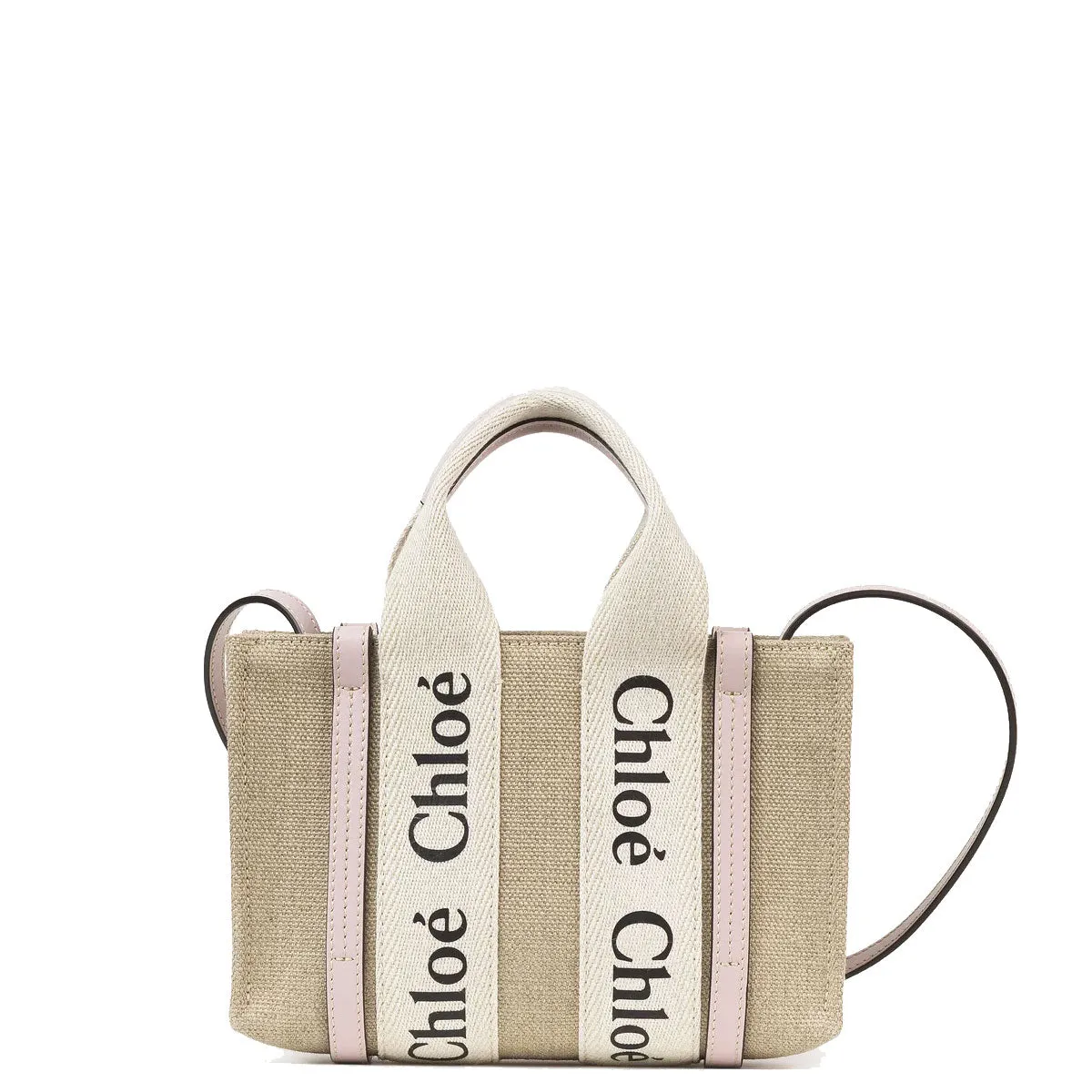 Chloé Bags Woody Tote Mini Strap Linen, Misty Lavender