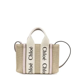 Chloé Bags Woody Tote Mini Strap Linen, Misty Lavender